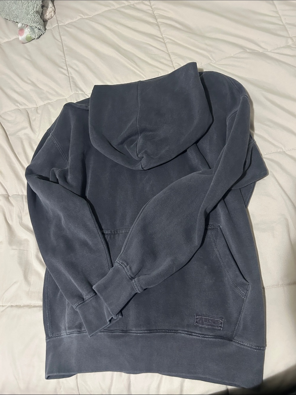 Men's Washed Charcoal Hooded Pullover Sweatshirt